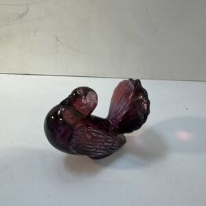 Vintage Amber Glass Hand Blown Bird 1970s  3" Paper Weight
